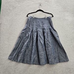 J. Jill Women Skirt 4‎ PETITE Blue Linen Lyocell A-Line